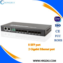 Lowest price 10/100/1000Base-TX to 1000Base-FX 8 sfp Ports and 2 RJ45 PortsSFP Media Converter